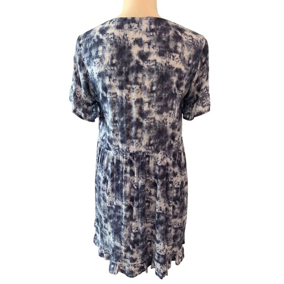Hudson Gray Short Sleeve Drop Waist Tiered Dress Ruffle Hem Blue Tie Dye Small - Picture 7 of 16